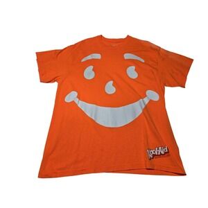 Kool-Aid Man Face Graphic Orange T‎ Shirt Men's L Retro
